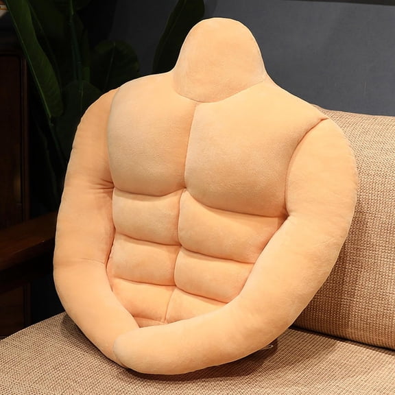 Plush Pillow, Comfortable Muscular Abs Man Body Shaped Pillows, Great for Relaxation 24 inch (Beige)