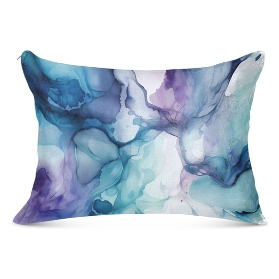 Plush Pillow Covers Luxury Soft Throw Pillow Cases Decorative Bed Sofa Cushion with Zipper 20x30in Blue and Purple Marble