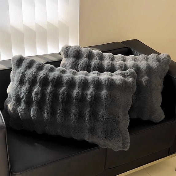 Plush Pillowcase with Zipper Closure Soft Fuzzy Long Pile Bubble Cover for Bedroom Living Room and Cozy Home Decor
