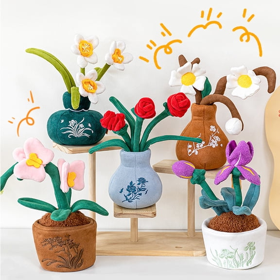 Plush Plant Doll Fake Potted Flower Artificial Succulent for Home Living Room Table Decorations Office Shelf Aesthetic Decorative Accent (Plant Doll*1PC)