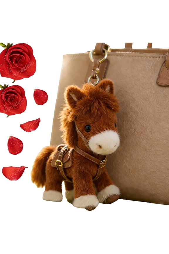 Plush Pony Bag Charm Keychain, 2026 Year of the Horse Lucky Plush Horse Charm for Bags, Keys and Valentine Birthday Gifts