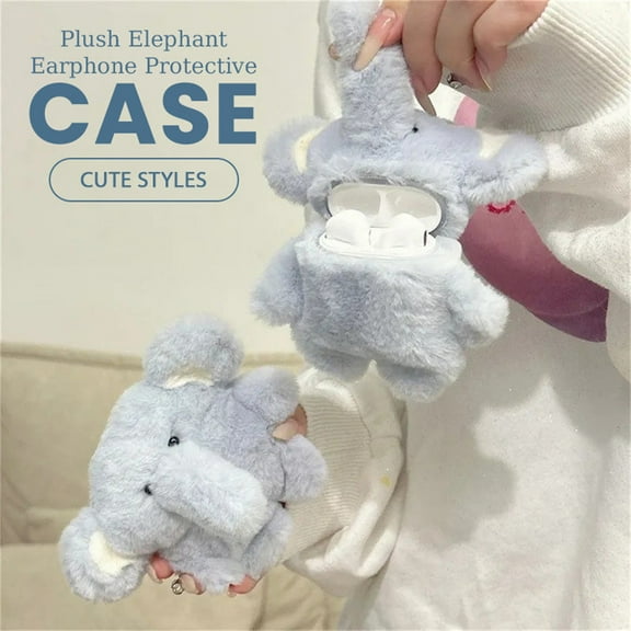 Plush Protective Case Blue Elephant Design | Soft Padded Shock-Absorbing Cover for Smartphones Tablets Devices | 1-Pack | Whimsical Animal Style | Scratch Resistant | Universal Fit