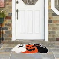 Plush Pumpkin Accent Rug - Non-Slip Fall Doormat Halloween Welcome Mat Bedside Floor Rug Kitchen Entryway Decor S-Proof Pad(D)
