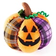 thumbnail image 1 of Plush Pumpkin Decoration - Halloween, Harvest Centerpiece - 6" Jack O Lantern, 1 of 6