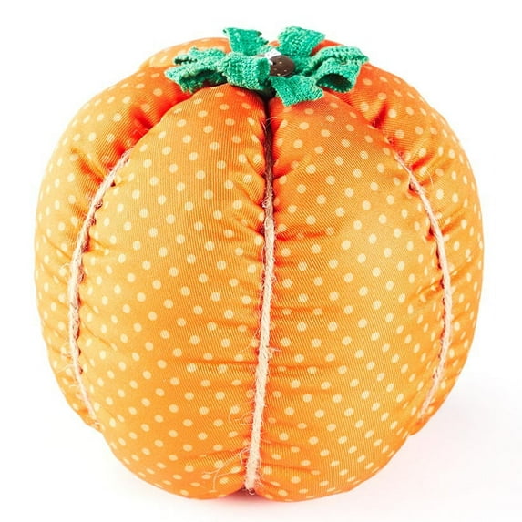 Plush Pumpkin Decoration - Halloween, Harvest Centerpiece - 6" Orange