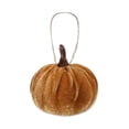 thumbnail image 1 of Plush Pumpkin Pendant Decoration – Soft Velvet Fabric Hanging Ornament for Halloween, Thanksgiving, and Fall Seasonal Displays (Light Brown), 1 of 9