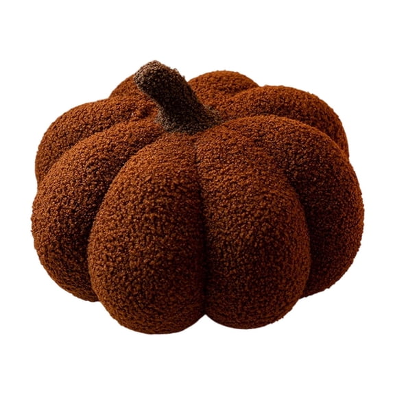 Plush Pumpkin Pillow Flocked Fabric Fall Decorative Cushion Sofa Bed Decor Holiday Gift Soft Filling Home Accent Throw Pillow