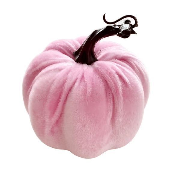 Plush Pumpkin Pink Faux Velvet 5 Inch Single Piece for Halloween Home Fall Table Decor Seasonal Display
