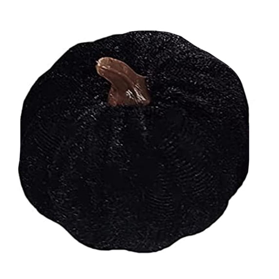 Plush Pumpkin Throw Pillow Decorative Stuffed Vegetable Toy for Fall Autumn Thanksgiving Home Decor Party Supplies Holiday Ornament Photography Prop, Black 4 Inch