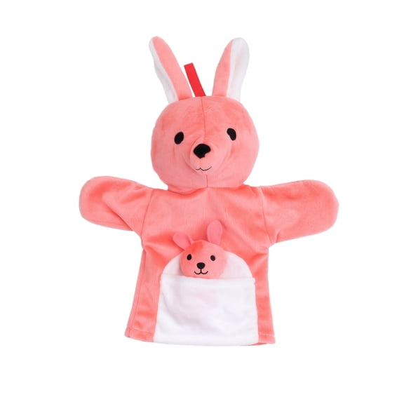Plush Puppet, Stuffed Animal, Velour, 12 In, 2 Pc, Toys, Classroom Toys, Pretend Play, Plush Interactive Toys Figures, Hanging Strap, Pink Parent-Child Hand Puppet