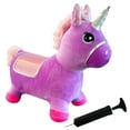 thumbnail image 1 of Plush Purple and Pink Unicorn Bounce & Ride-on Inflatable Hopper Toddler Toy with Pump, 1 of 5