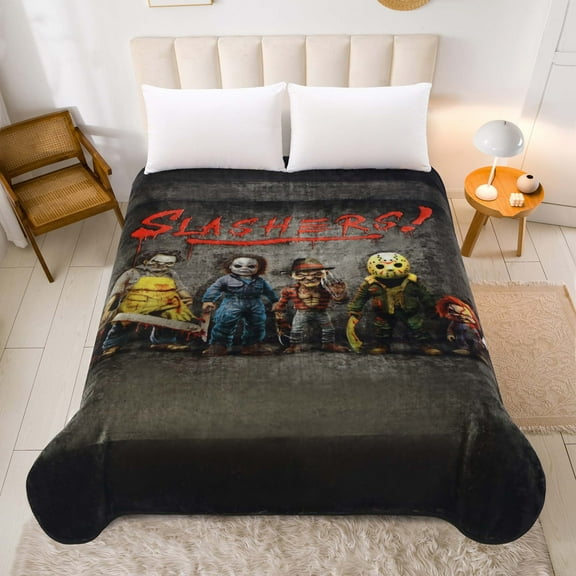Plush Queen Size Horror Movie Blanket - Extremely Soft - SLASHERS