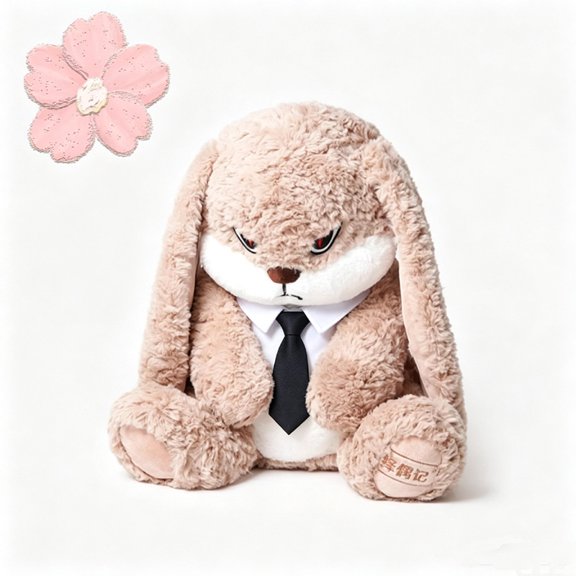 Plush Rabbit Black Tie Style 30cm Soft Stuffed Animal Decor Gift for Little Adventurers