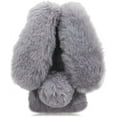 thumbnail image 1 of Plush Rabbit Case Compatible with Google Pixel 7 Pro,Fluffy Fuzzy Cute 3D Bunny Ears Soft Warm Case Faux Fur Shockproof TPU Back Cover with Bling Diamond Chic Bowknot,Grey, 1 of 5