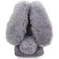 thumbnail image 1 of Plush Rabbit Case for iPhone 15 Plus 6.7",Fluffy Fuzzy Cute 3D Bunny Ears Soft Warm Case Faux Fur Shockproof TPU Back Cover with Bling Diamond Chic Bowknot,Grey, 1 of 9