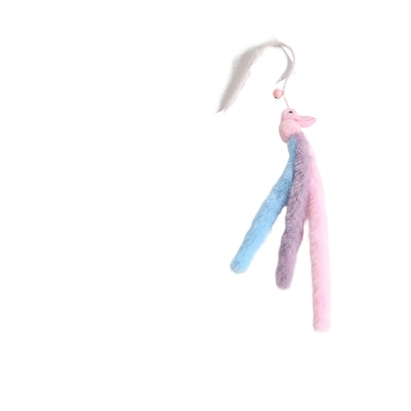 Plush Rabbit Cat Teaser Wand, Interactive Fairy Wand with Bell and Squeaky Sound, Cat Play Toy for Boredom Relief, Soft Hanging Exercise Accessory