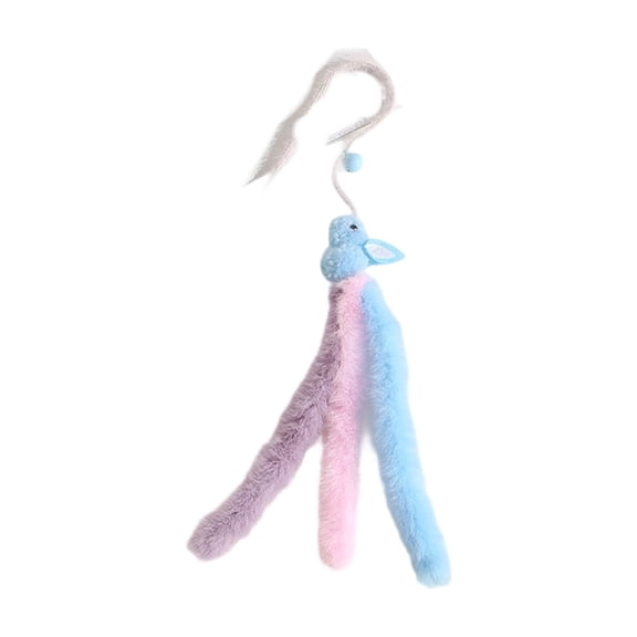 Plush Rabbit Cat Teaser Wand, Interactive Fairy Wand with Bell and Squeaky Sound, Cat Play Toy for Boredom Relief, Soft Hanging Exercise Accessory