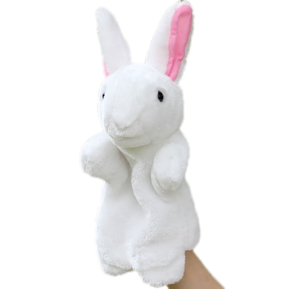 Plush Rabbit Hand Puppet Soft Stuffed Animal Interactive Play Toy for Storytelling and Family Fun Activity