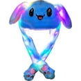 thumbnail image 1 of Animal Hat with Ears Moving Jumping Pop Up Beating Hat Plush Holiday Cosplay Dress Up Funny Gift for Kids(Light Up Blue Rabbit), 1 of 7
