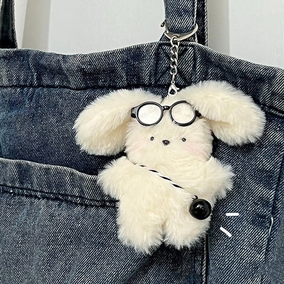 Plush Rabbit Pendant Bag Charms Soft Doll White Bunny Ornament Keychain Toy Gift