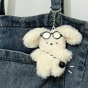 Plush Rabbit Pendant Bag Charms Soft Doll White Bunny Ornament Keychain Toy Gift