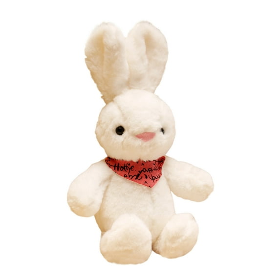 Plush Rabbit Stuffed Animal Soft Toy with Bandana for Children and Adults Huggable Bunny Doll for Home or Office Decor