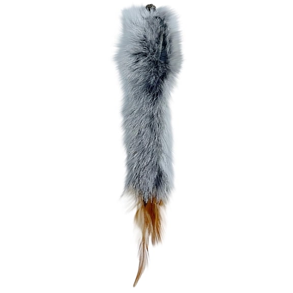 Plush Rabbit Tail Pet Teaser Toy Soft Faux Fur Interactive Cat Wand Attachment Durable Bite-Resistant Play Tail for Kittens & Puppies Lightweight Grey Chase Toy for Indoor Play & Exercise
