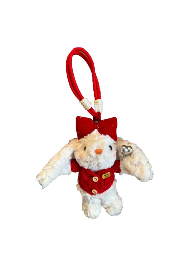 Plush Rabbit Toy Keychain Delicate Flower and Scarf Pendant Cuteness Bag Pendant