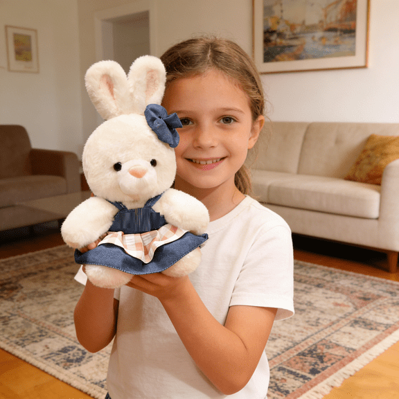 Plush Rabbit Toy, Soft Skin-Friendly Fabric Fully Stuffed With Fully Stuffed With Ideal Birthday Present For Pals Classmates Or Graduation Keepsake For Home Decoration