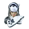 thumbnail image 1 of Plush Raccoon Animal Hat - Raccoon Hat with Ear Flaps and Hand Pockets, 1 of 3