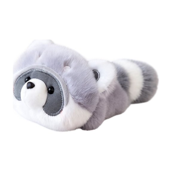 Plush Raccoon Stuffed Animal with Soft Faux and Prone Pose, Single Piece, Gray and White, for Kitchen Refrigerator, Decoration
