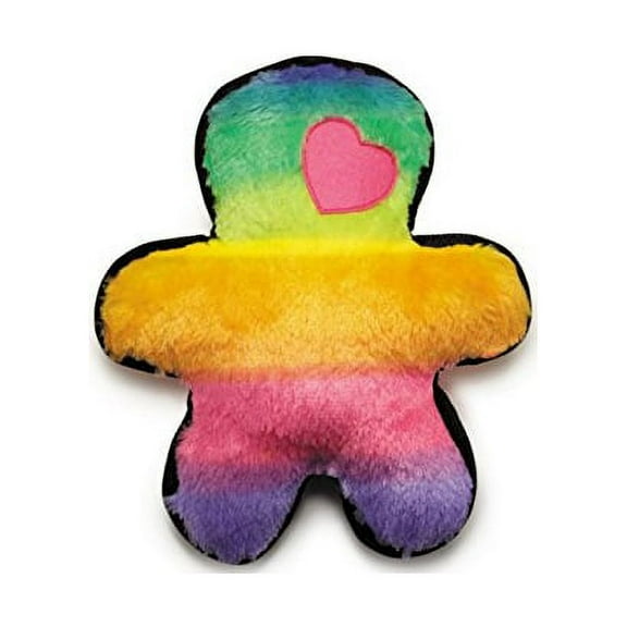 Plush Rainbow Dog Toys Soft Colorful Squeaker Ombre Choose Heart or Bone Shape (Pride Pal)