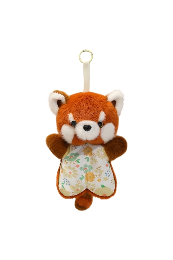 Plush Red Panda Stuffed Animal - Soft Comforting Plush Toy With Floral Pocket Design, Hanging Loop For Easy Carrying - For Kids, Toddlers, Nursery Decor, Travel Companions, Stress