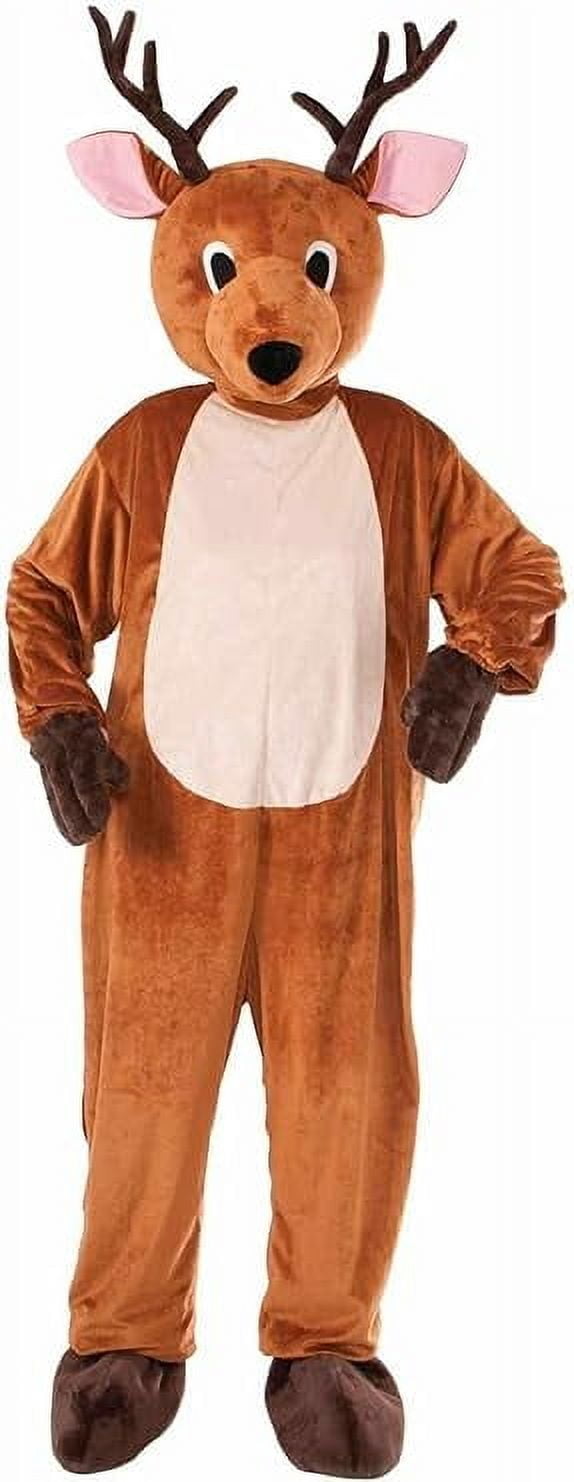 Plush Reindeer Mascot Costume, Brown, One Size