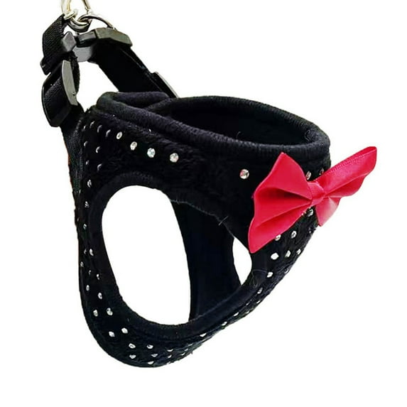 Plush Rhinestone Dog Harness and Leash with Key Bag Lfor Small and Medium Dogs