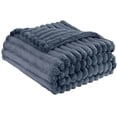 thumbnail image 1 of Plush Ribbed Faux Fur Throw Blanket Soft Lightweight Fluffy Decorative Bed Sofa Blanket for Living Room Bedroom Office, 1 of 5