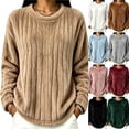 thumbnail image 1 of Plush Ribbed Fleece Sweatshirts for Women Crewneck Long Sleeve Loose Fit Fall Winter Warm Casual Loungewear S-XXL, 1 of 5