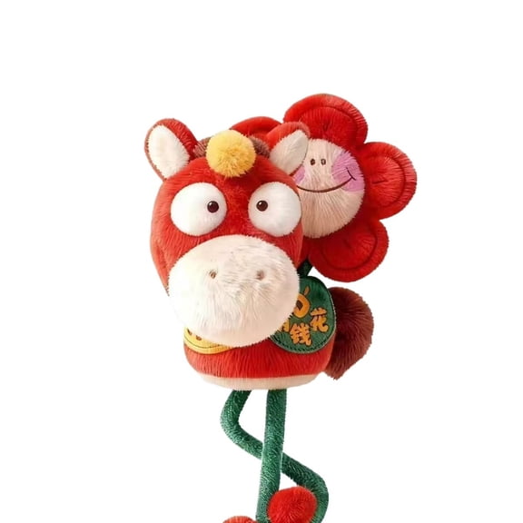 Plush Rich Mascot Toy with Soft Fabric, Fun Lucky Character Decor for Desk Display & Gift Use