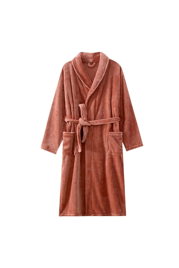 Plush Robe for Women Flannel Fleece Mid Long Bathrobe Winter Soft Cozy Warm Pajamas Shower Nightgown Housecoat