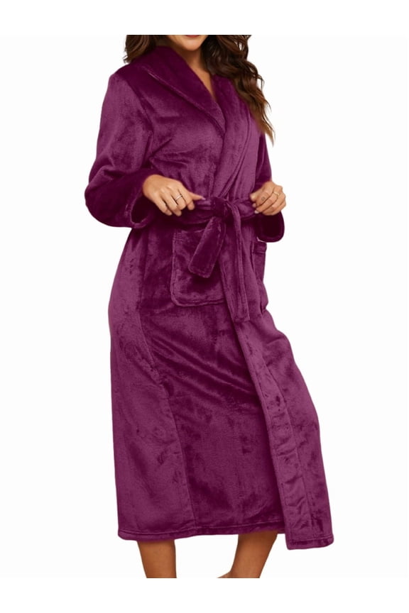 Plush Robe for Women, Long Flannel Winter Bath Robe, Plus Size Deep XXL