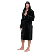 TURQUAZ LINEN Plush Robes For Men, Soft Fuzzy Hooded Mens Bathrobes , Long Comfy Robe For Men