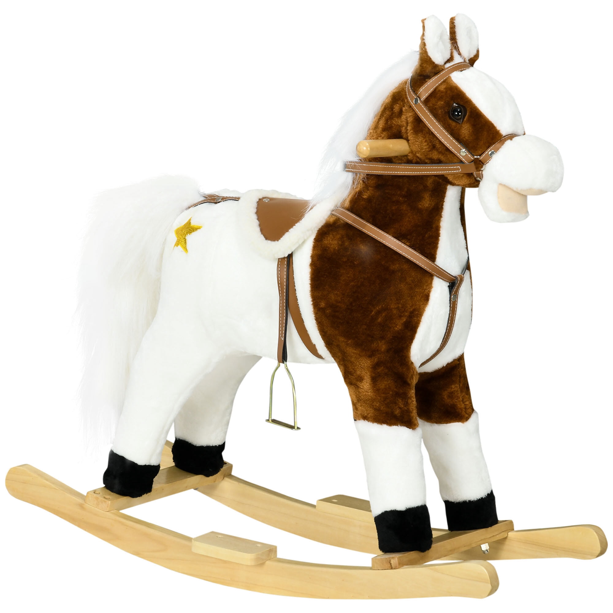 Walmart Rocking Horses Plush Rocking Horse with Sound for Toddlers, Ride-On Toy with Saddle ...