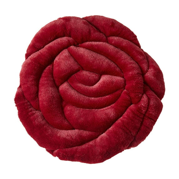 Plush Rose Cushion 18x18 Inches Floral Chair Pad Non Slip Floor Mat Decorative Seat Cover Dining Office Tatami Meditation Pillow decorative cover
