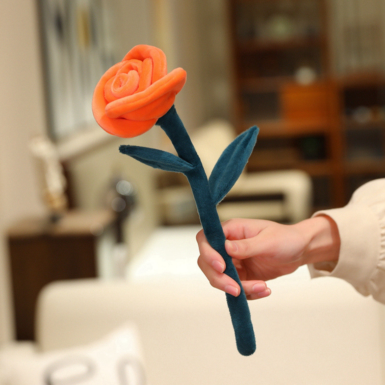 Plush Rose Flower Stuffed Bendable Stems Plush Bouquet Toy Soft Floral ...