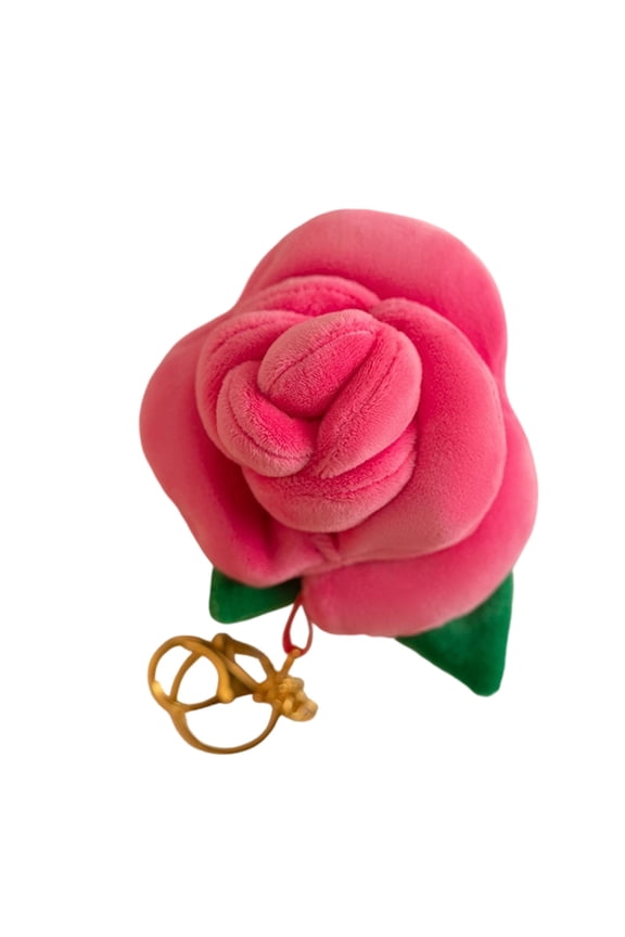Plush Rose Keychain, 3.9in Velvet Flower Pendant for Bag, Valentine's Day Gift, Simulated Fluffy Rose Key Ring Charm Hot Pink