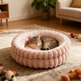 thumbnail image 1 of Plush Round Cat Bed Flocked 16 Inch Soft Warm Nest | Non-Slip Base | Removable Washable Cushion for Cats Small Dogs, 1 of 6