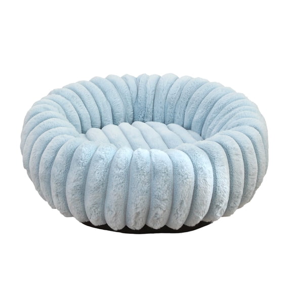 Plush Round Pet Bed, 15.75" Warm Calming Pet House Cat Bed Donut Kennel with Non-Slip Base for Cats and Small Dogs