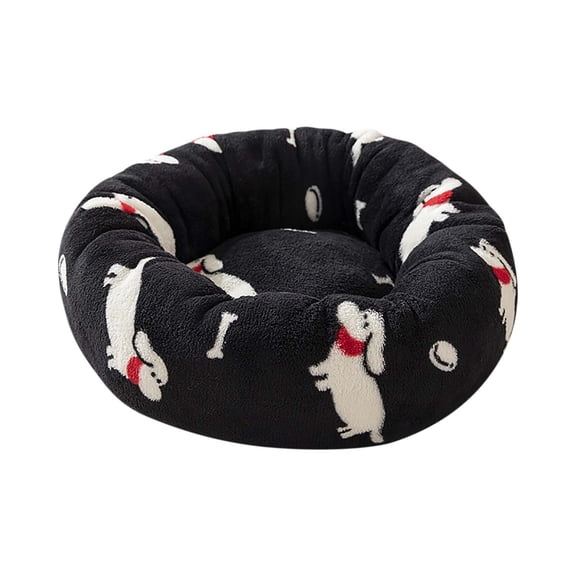 Plush Round Pet Bed for Cats or Small Dogs, Mini Medium Sized Dog Cat Bed Self Warming Autumn Winter Indoor Snooze Sleeping Plush Pet Bed