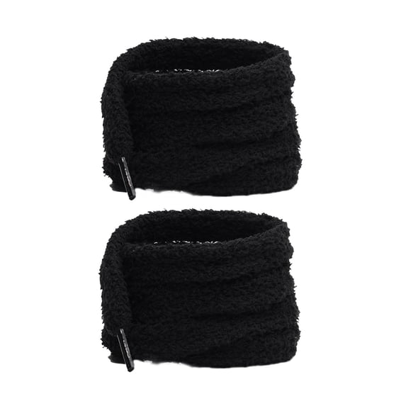 Plush Round Shoelaces, Black Soft Fluffy Shoelaces, 2 Pairs of Plush Round Shoelaces, 120Cm, Soft & Durable, for Casual & Sports