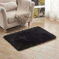 thumbnail image 1 of Plush Rug, Area Rug Shaggy Machine Washable Comfortable Rug for Bathroom Bedroom Living Room Carpet Kindergarten Pet Floor Mat-black-70x180cm(28x71inch), 1 of 8